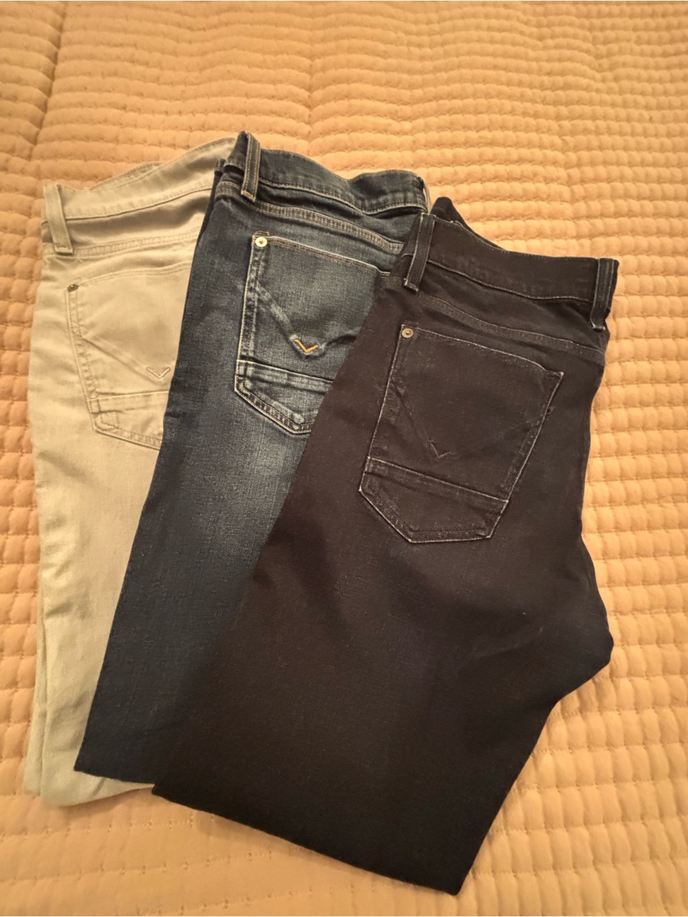 Hudson Jeans Three-Pack Slim Straight in Black, Blue, and Light gray